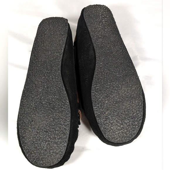 Minnetonka Leopard Print Cally Leather House Shoes Faux Fur Lined Size 5 - Picture 3 of 6